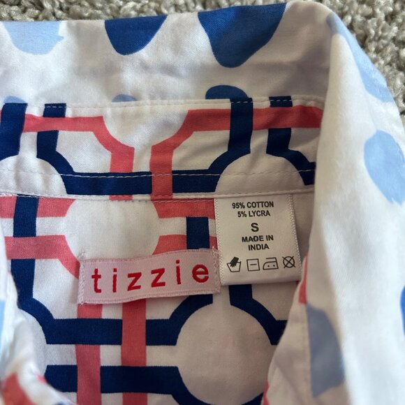 Tizzie Womens Sz Small Polka Dot Button-Down Shirt Long Sleeve - Picture 4 of 9